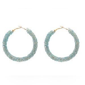 Earrings Hoops With Synthetic Beading. Gold Plated.